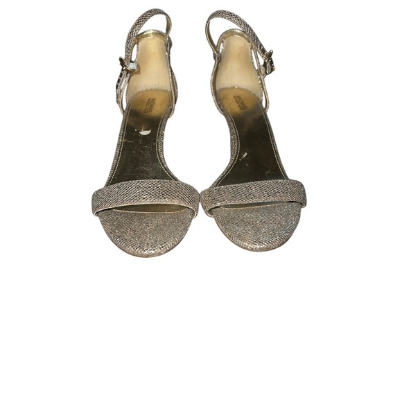 MICHAEL Michael Kors Simone Mid Glitter Sandal Silver Sand size 9 1/2 - Picture 1 of 9